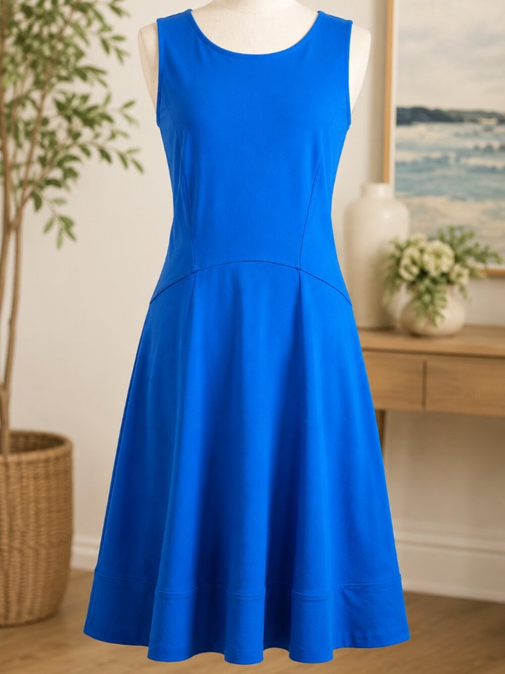 Cynthia Rowley Cobalt Blue Fit & Flare  Dress Size M Feminine Summer Cottagecore